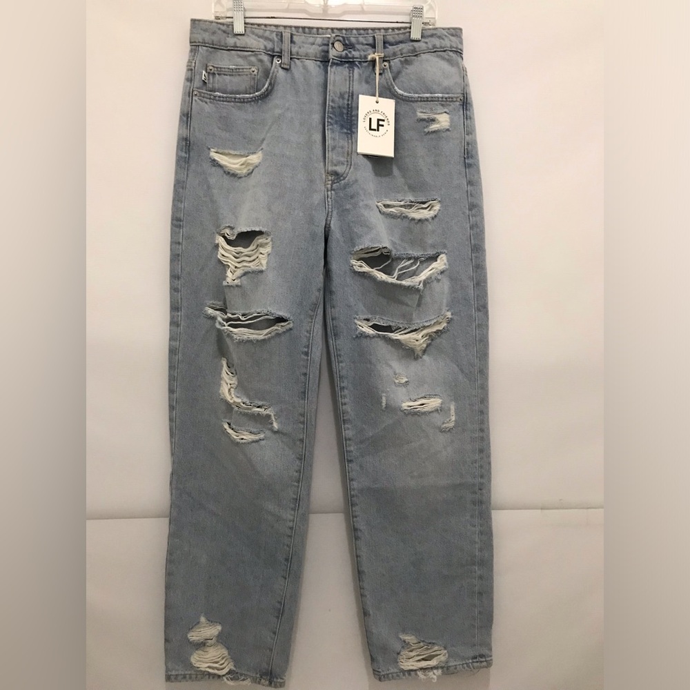 NWT LF Denim Distressed Light Wash Ripped Jeans Size 30